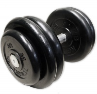 гантель неразборная mb barbell с вращающейся хромированной ручкой 28,5 кг. черная