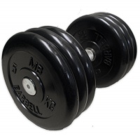 гантель неразборная mb barbell с вращающейся хромированной ручкой 31 кг. черная